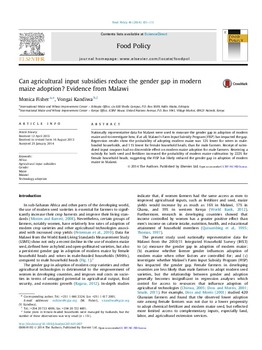 Can agricultural input subsidies reduce the gender gap in modern maize adoption? Evidence from Malawi