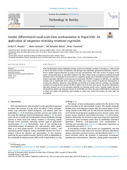 Gender differentiated small-scale farm mechanization in Nepal hills: an application of exogenous switching treatment regression