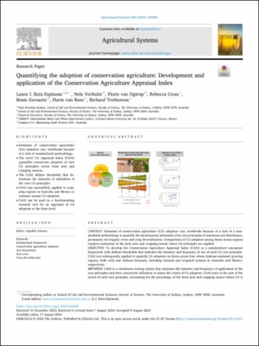 Quantifying the adoption of conservation agriculture: Development and application of the Conservation Agriculture Appraisal Index