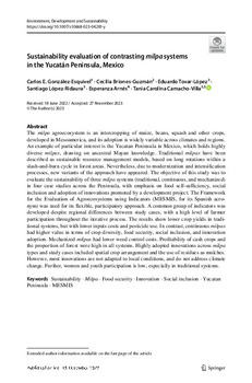 Sustainability evaluation of contrasting milpa systems in the Yucatán Peninsula, Mexico