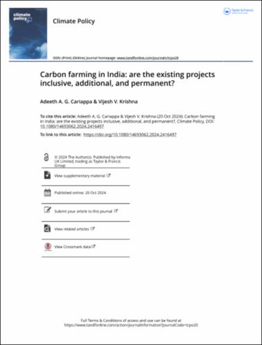 Carbon farming in India: are the existing projects inclusive, additional, and permanent?