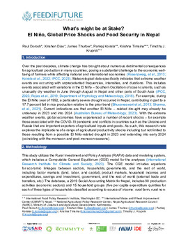 What’s might be at Stake? El Niño, global price shocks and food security in Nepal