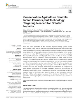 Conservation agriculture benefits indian farmers, but technology targeting needed for greater impacts