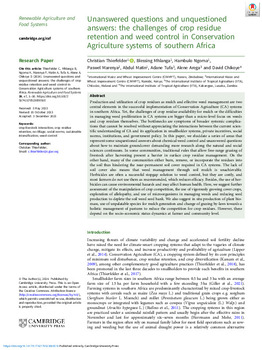 Unanswered questions and unquestioned answers: the challenges of crop residue retention and weed control in Conservation Agriculture systems of southern Africa