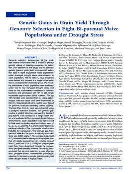 Genetic gains in grain yield through genomic selection in eight bi-parental maize populations under drought stress