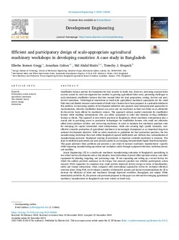 Efficient and participatory design of scale-appropriate agricultural machinery workshops in developing countries: a case study in Bangladesh