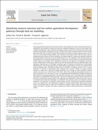 Identifying resource-conscious and low-carbon agricultural development pathways through land use modelling