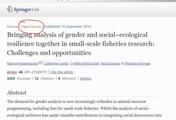 Bringing analysis of gender and social–ecological resilience together in small-scale fisheries research: challenges and opportunities