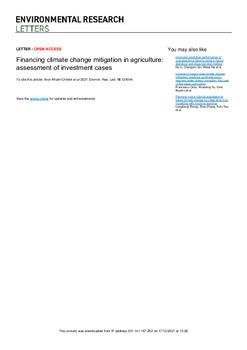 Financing climate change mitigation in agriculture: assessment of investment cases