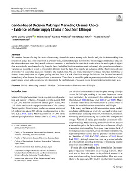 Gender-based decision making in marketing channel choice – evidence of maize supply chains in Southern Ethiopia