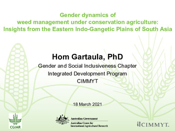 Gender dynamics of weed management under conservation agriculture: Insights from the Eastern Indo-Gangetic Plains of South Asia