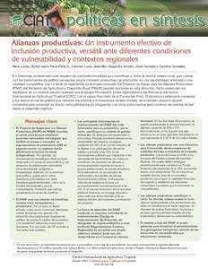 Alianzas productivas: un instrumento efectivo de inclusión productiva, versátil ante diferentes condiciones de vulnerabilidad y contextos regionales