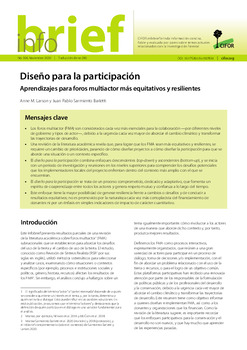Diseño para la participación: Aprendizajes para foros multiactor más equitativos y resilientes
