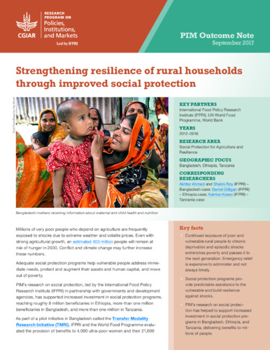 Strengthening resilience of rural households through improved social ...