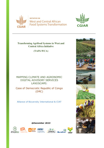 Mapping climate and agronomic digital advisory services landscape: Case of Democratic Republic of Congo (DRC).