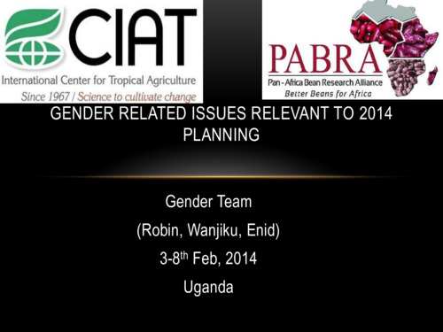 Gender related issues relevant to 2014 planning