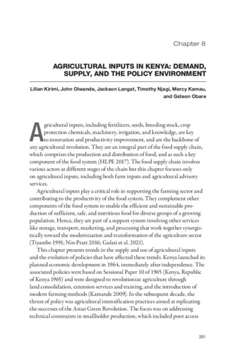 Agricultural inputs in Kenya: Demand, supply, and the policy environment