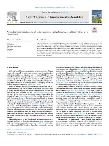Advancing transformative adaptation through social equity: Land, water and food systems in the Global South