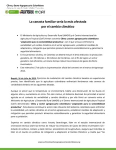 La canasta familiar sería la más afectada por el cambio climático