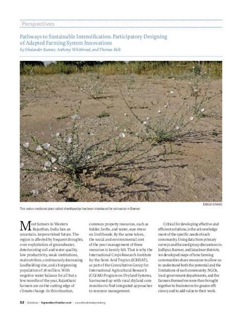 Pathways to Sustainable Intensification: Participatory Designing of Adapted Farming System Innovations