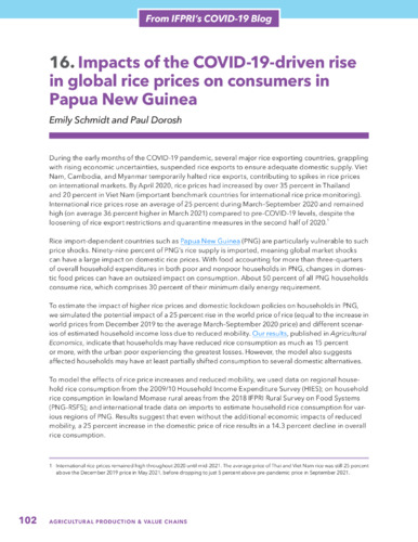 Impacts of the COVID-19-driven rise in global rice prices on consumers in Papua New Guinea