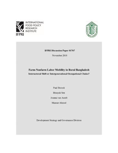 Farm-nonfarm labor mobility in rural Bangladesh: Intersectoral shift or intergenerational occupational choice?