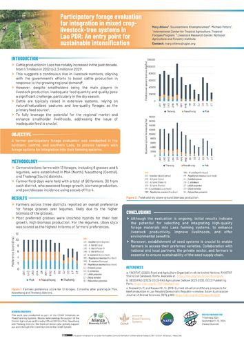 Participatory forage evaluation for integration in mixed crop-livestock-tree systems in Lao PDR: An entry point for sustainable intensification