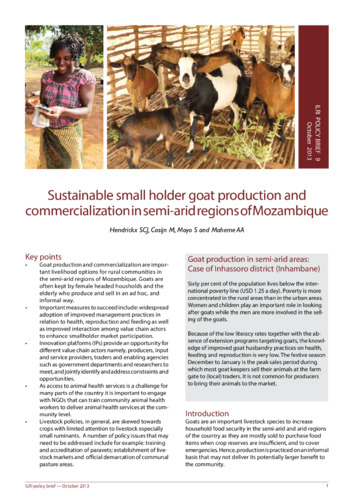 Sustainable smallholder goat production and commercialization in semi-arid regions of Mozambique