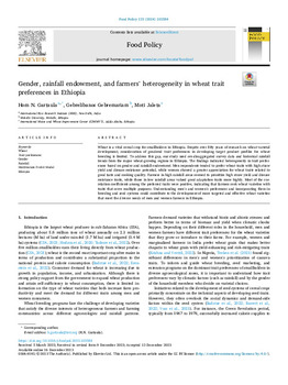 Gender, rainfall endowment, and farmers’ heterogeneity in wheat trait preferences in Ethiopia