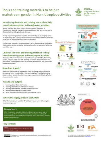 Tools and training materials to help to mainstream gender in Humidtropics activities