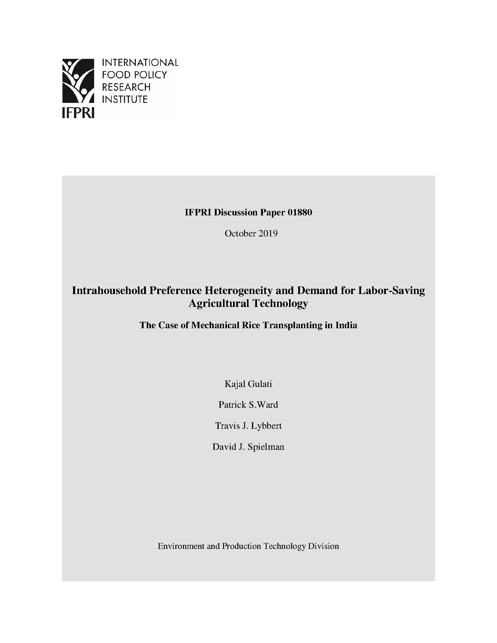 Intrahousehold preference heterogeneity and demand for labor-saving ...