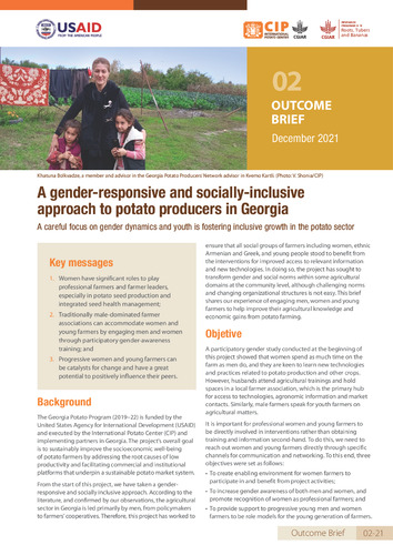 A gender-responsive and socially-inclusive approach to potato producers in Georgia. Outcome Brief 2