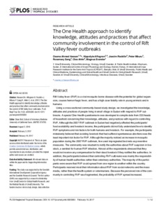 The One Health approach to identify knowledge, attitudes and practices that affect community involvement in the control of Rift Valley fever outbreaks