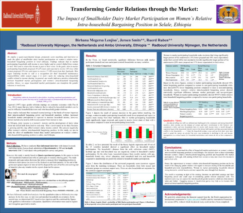 Transforming gender relations through the market: The impact of smallholder dairy market participation on women`s relative intra-household bargaining position in Selale, Ethiopia
