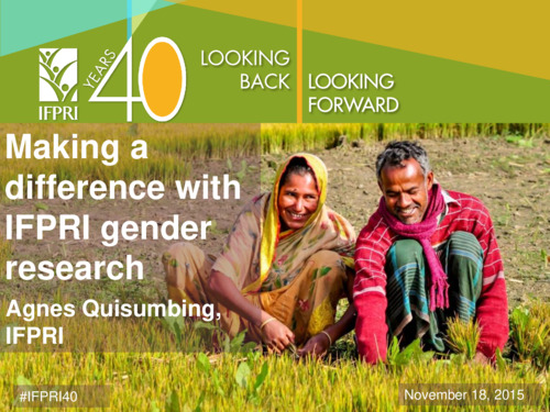 Making A Difference With IFPRI Gender Research