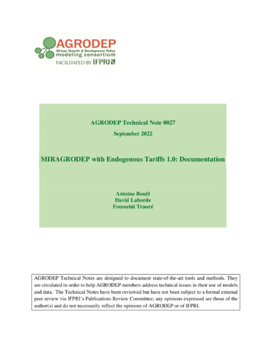 MIRAGRODEP with endogenous tariffs 1.0: Documentation