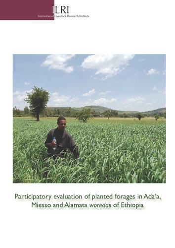 Participatory evaluation of planted forages in Ada’a, Miesso and Alamata woredas of Ethiopia