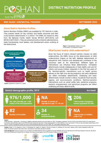 Arunachal Pradesh district nutrition profile: Kra Daadi