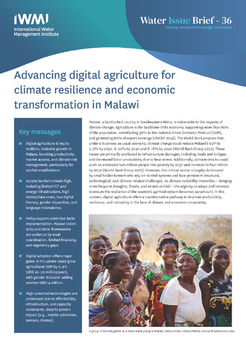 Advancing digital agriculture for  climate resilience and economic  transformation in Malawi