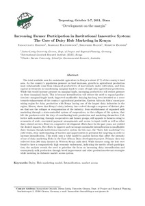 Increasing farmer participation in institutional innovative system: The case of dairy hub marketing in Kenya