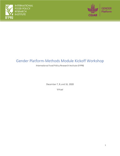 GENDER Platform: Methods module kickoff workshop