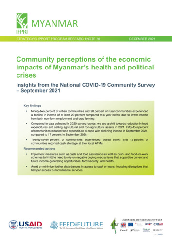 Community perceptions of the economic impacts of Myanmar’s health and political crises: Insights from the National COVID-19 Community Survey – September 2021