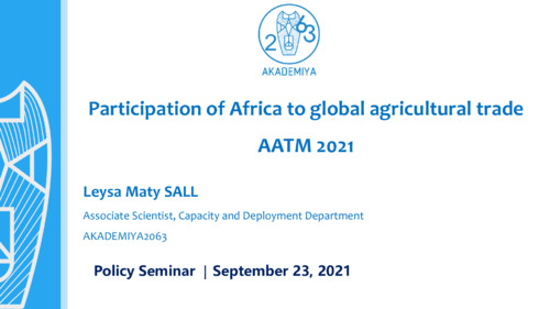 Participation of Africa to global agricultural trade AATM 2021