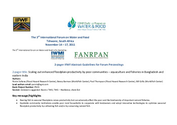 Scaling out enhanced floodplain productivity by poor communities: aquaculture and fisheries in Bangladesh and eastern India