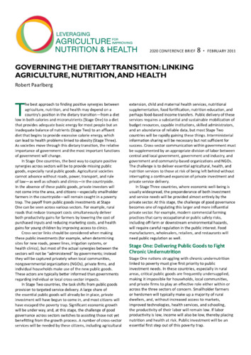 Governing the dietary transition: Linking agriculture, nutrition, and health