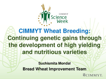 CIMMYT Wheat Breeding:  Continuing genetic gains through the development of high yielding and nutritious varieties