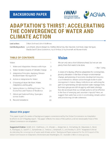 Adaptation’s thirst: accelerating the convergence of water and climate action. Background paper prepared for the 2019 report of the Global Commission on Adaptation