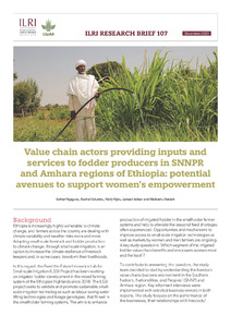 Value chain actors providing inputs and services to fodder producers in SNNPR and Amhara regions of Ethiopia: Potential avenues to support women’s empowerment