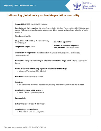influencing global policy on land degradation neutrality