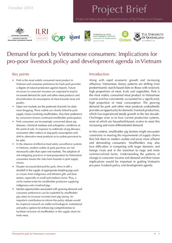 Demand for pork by Vietnamese consumers: Implications for pro-poor livestock policy and development agenda in Vietnam